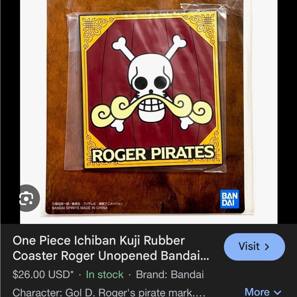 One Piece Roger Pirates Rubber Coaster.  PirateLegend: Ichiban Kuji. - Picture 6 of 8